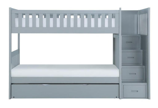 Orion Bunk Bed w/ Reversible Step Storage and Twin Trundle in Gray B2063SB-1*R image