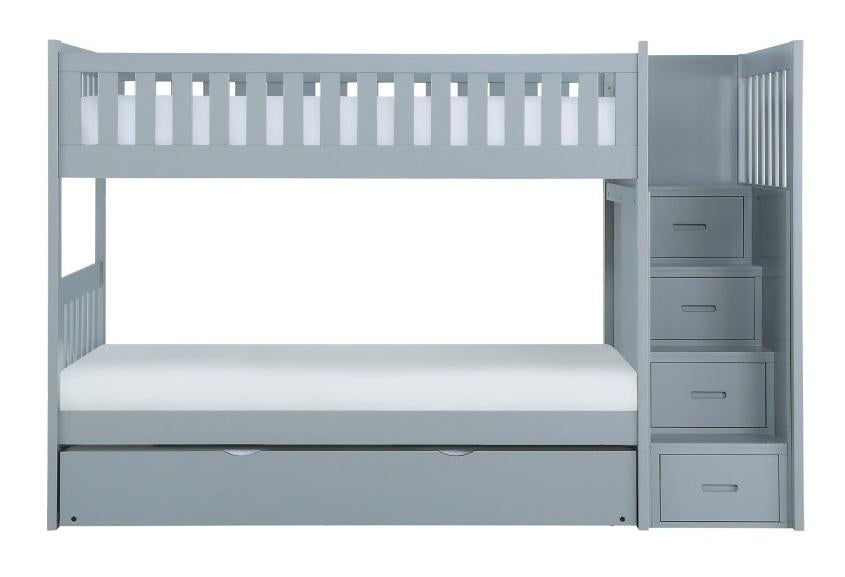 Orion Bunk Bed w/ Reversible Step Storage and Twin Trundle in Gray B2063SB-1*R image