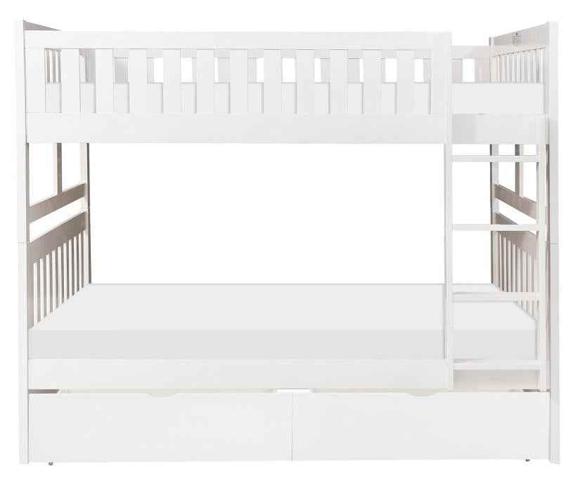 Galen Full/Full Bunk Bed w/ Storage Boxes in White B2053FFW-1*T
