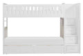 Galen Bunk Bed w/ Reversible Step Storage and Storage Boxes in White B2053SBW-1*T