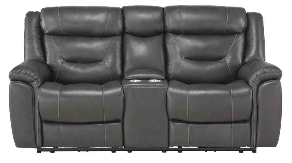 Danio Power Double Reclining Loveseat with Power Headrests in Dark Gray 9528DGY-2PWH