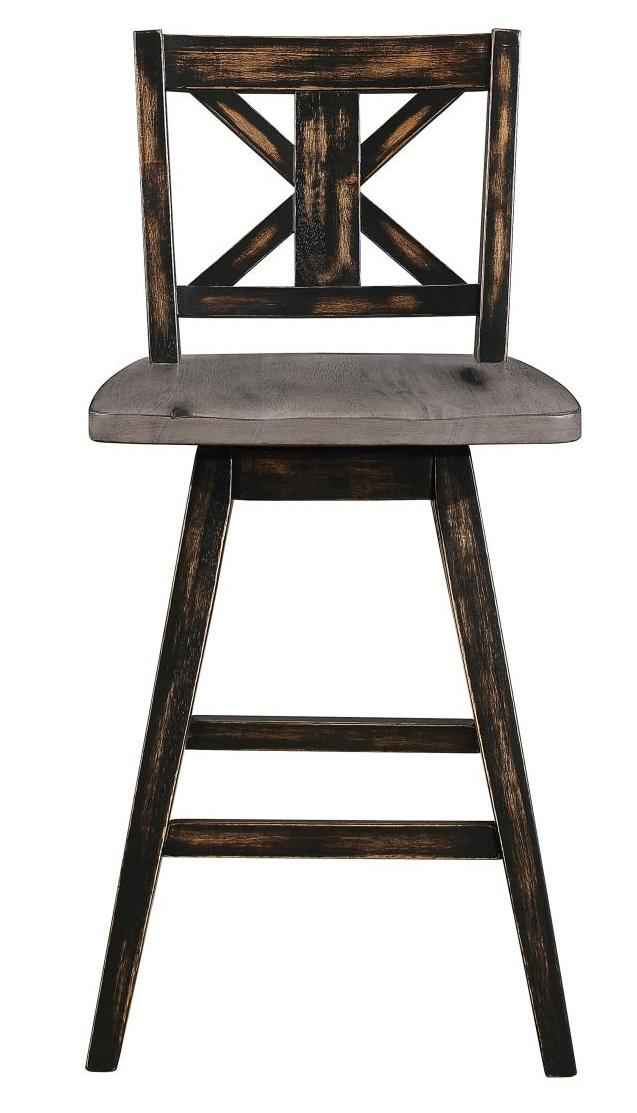 Amsonia Swivel Counter Height Chair in Gray and Black (Set of 2)