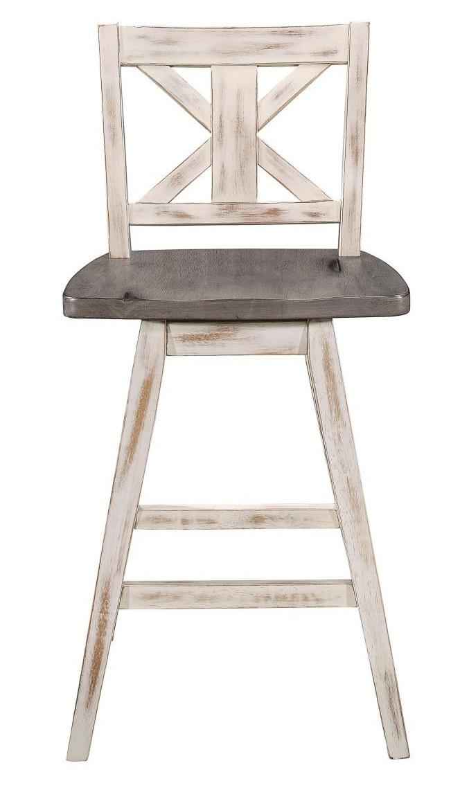 Amsonia Swivel Counter Height Chair in Gray and White (Set of 2)