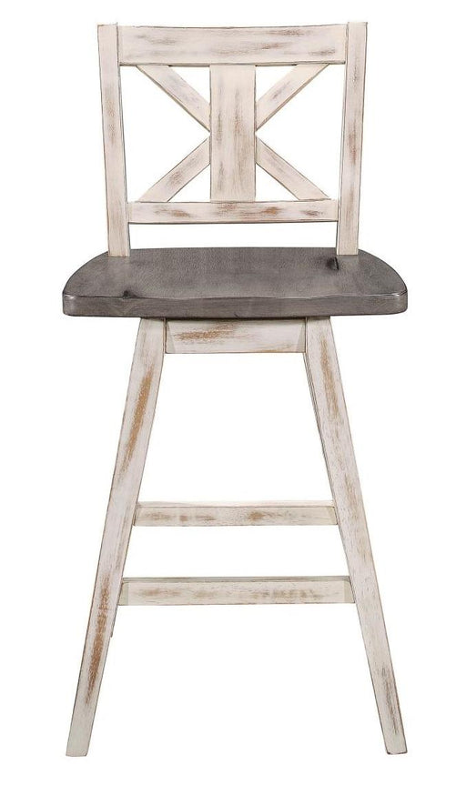 Amsonia Swivel Counter Height Chair in Gray and White (Set of 2) image