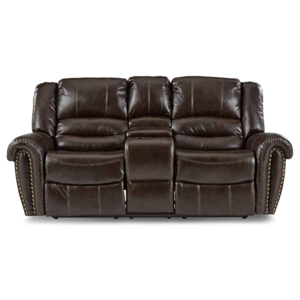 Center Hill Double Glider Reclining Loveseat w/ Center Console in Dark Brown 9668BRW-2