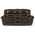 Center Hill Double Glider Reclining Loveseat w/ Center Console in Dark Brown 9668BRW-2