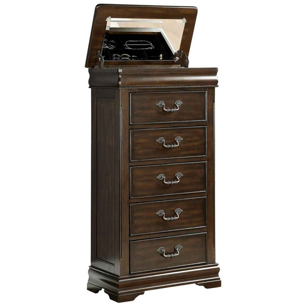 Mont Belvieu Lift-Top Lingerie Chest in Dark Cherry 1869-12