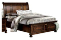 Cumberland King Sleigh Platform Bed with Footboard Storage in Brown Cherry 2159K-1EK*