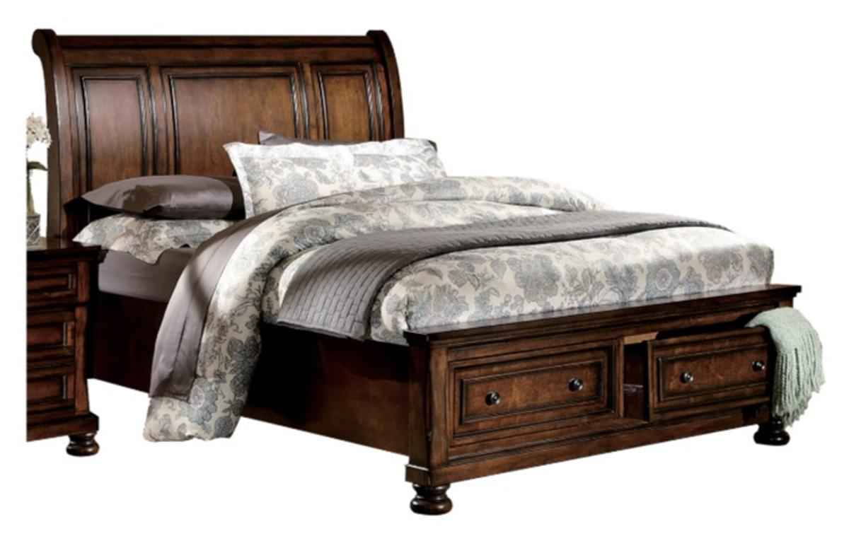 Cumberland King Sleigh Platform Bed with Footboard Storage in Brown Cherry 2159K-1EK*