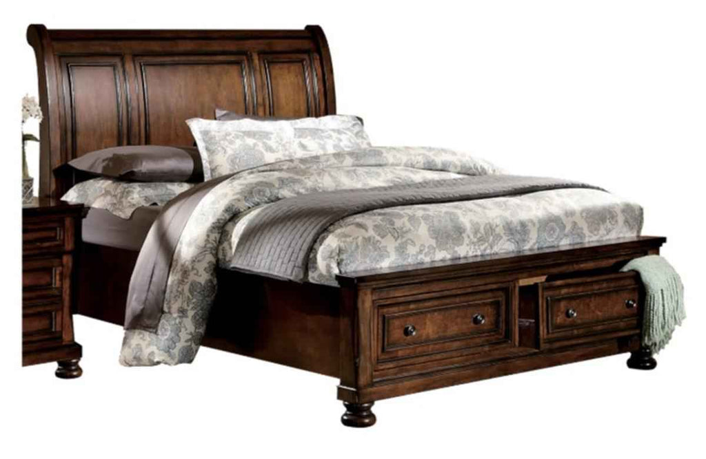 Cumberland Full Sleigh Platform Bed with Footboard Storage in Brown Cherry 2159F-1*