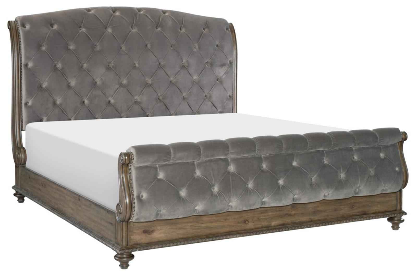 Rachelle King Sleigh Bed in Weathered Pecan 1693K-1EK*
