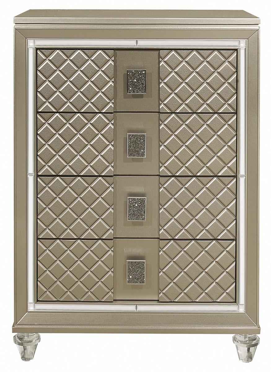 Youth Loudon 4 Drawer Chest in Champagne Metallic B1515-9