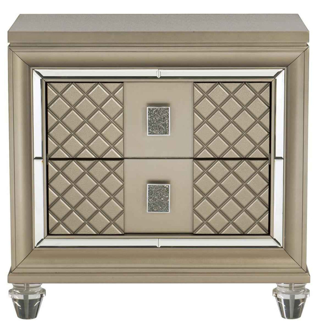 Loudon 2 Drawer Nightstand in Champagne Metallic 1515-4