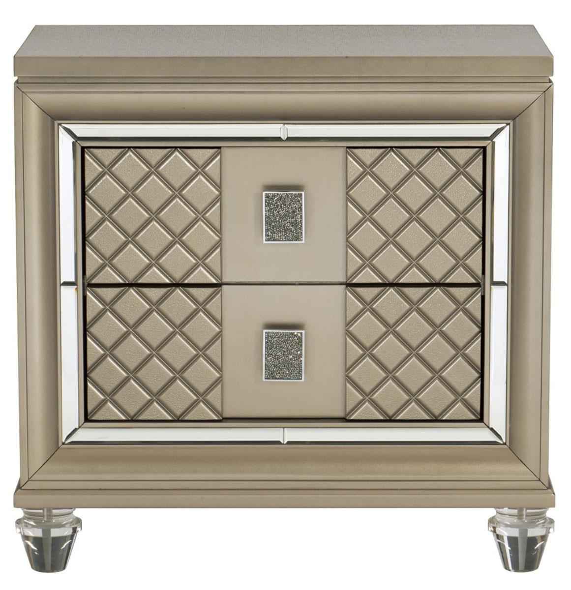 Loudon 2 Drawer Nightstand in Champagne Metallic 1515-4