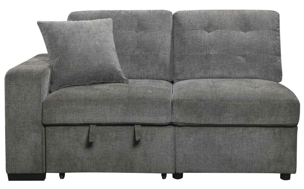 Logansport Left Side 2-Seater with Pull-out Ottoman and 1 Pillow in Gray 9401GRY-2L