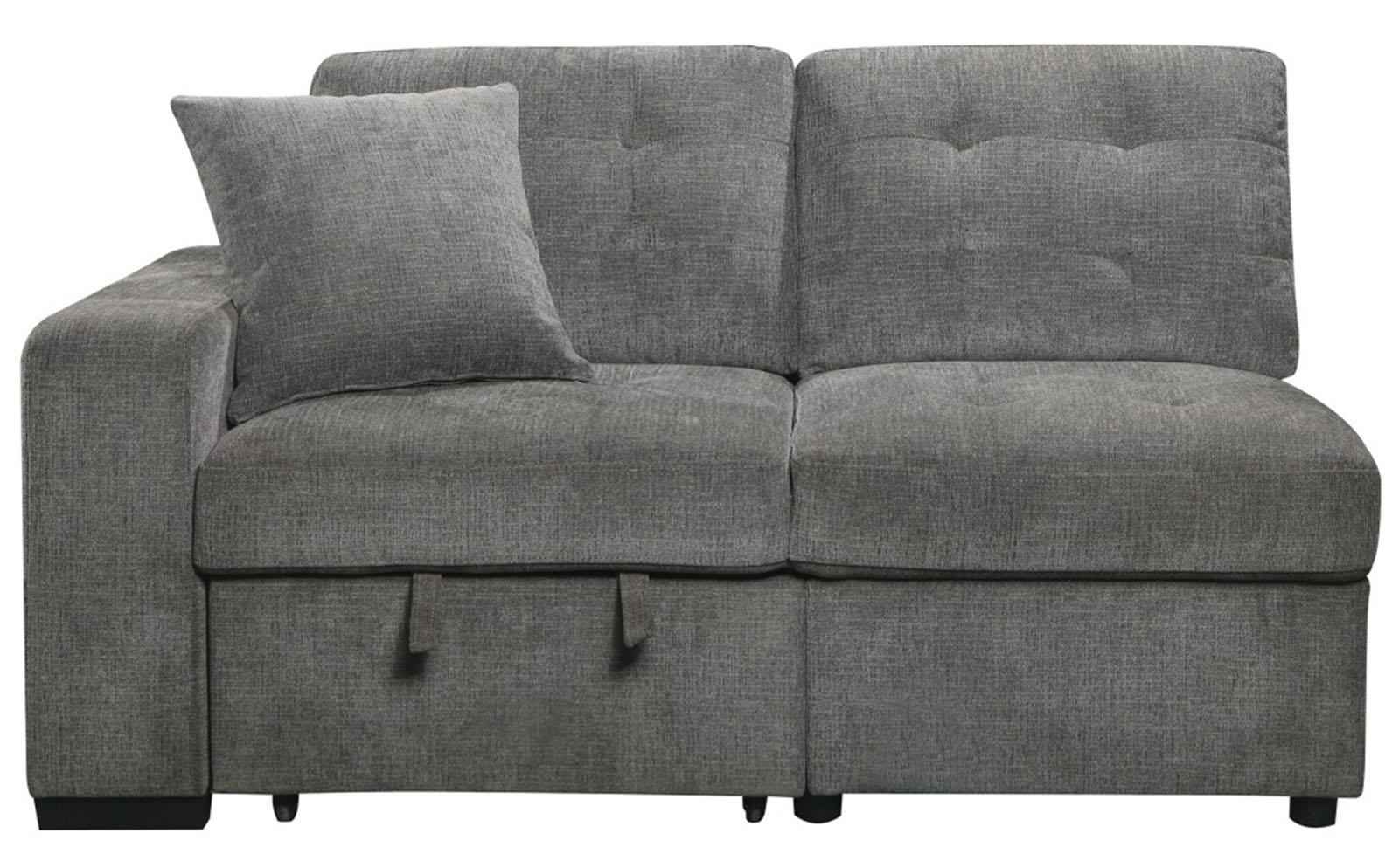 Logansport Left Side 2-Seater with Pull-out Ottoman and 1 Pillow in Gray 9401GRY-2L
