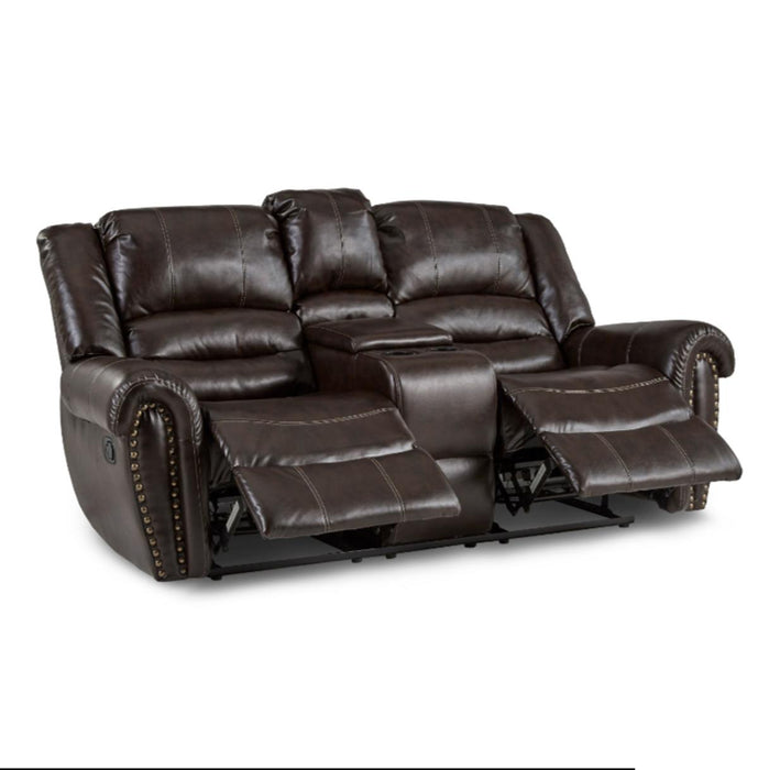 Center Hill Double Glider Reclining Loveseat w/ Center Console in Dark Brown 9668BRW-2 - VIP FURNITURE (NJ)