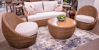 Double Point Outdoor Loveseat/2 Swivel Chairs (Set of 3)