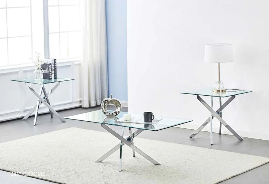 glass coffee table & 2 END TABLE