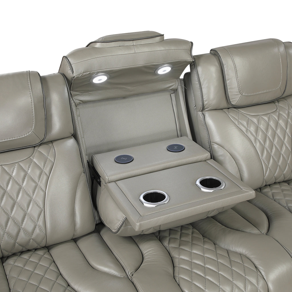 Apex Power Double Reclining Sofa With Center Drop-Down Cup Holders