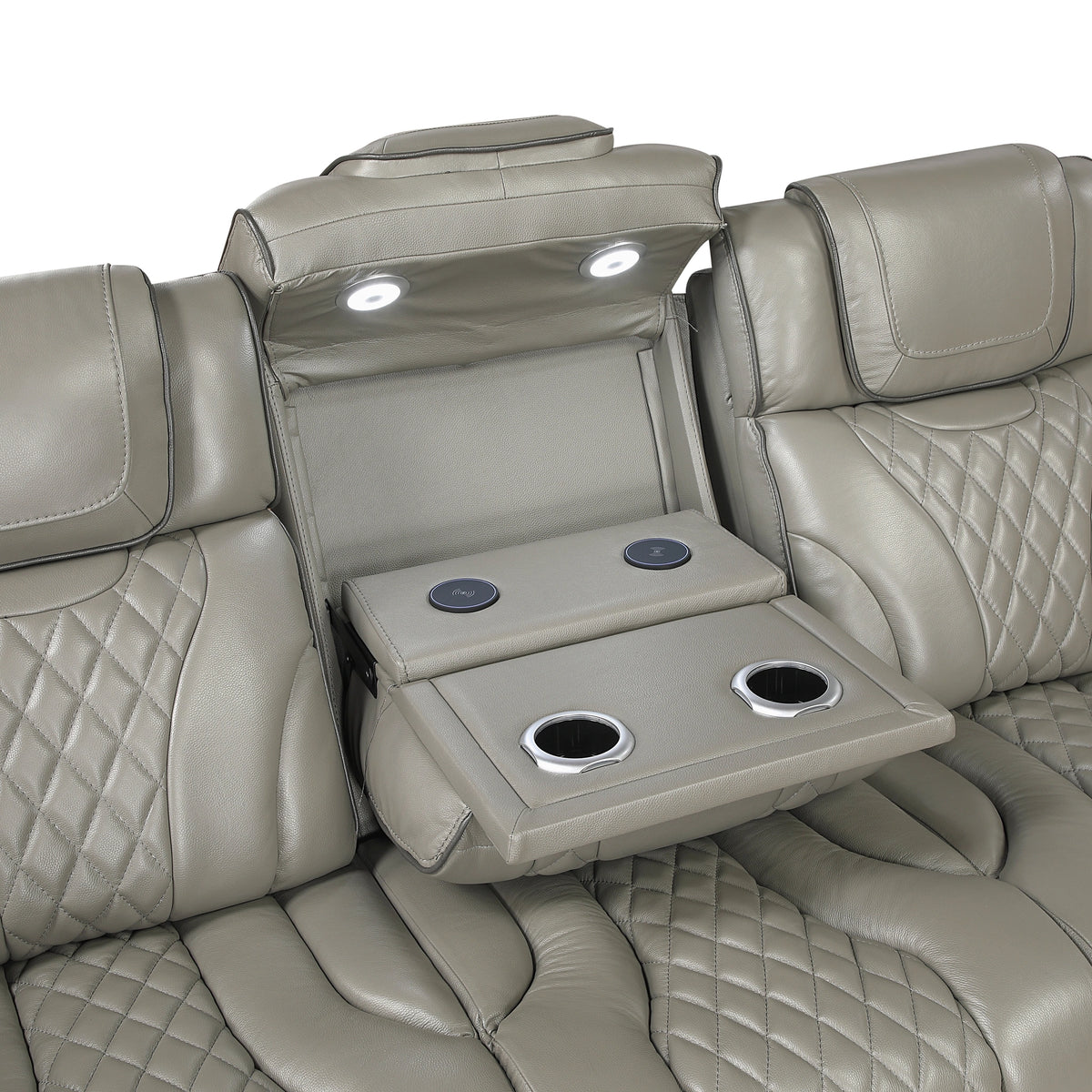 Apex Power Double Reclining Sofa With Center Drop-Down Cup Holders