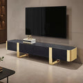 Leknes TV Stand Black w/ Gold Frame