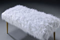 Bagley II White Faux Fur & Gold Bench