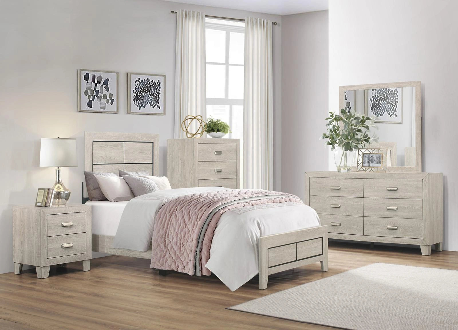 Quinby Twin Panel Bed in Light Brown 1525T-1
