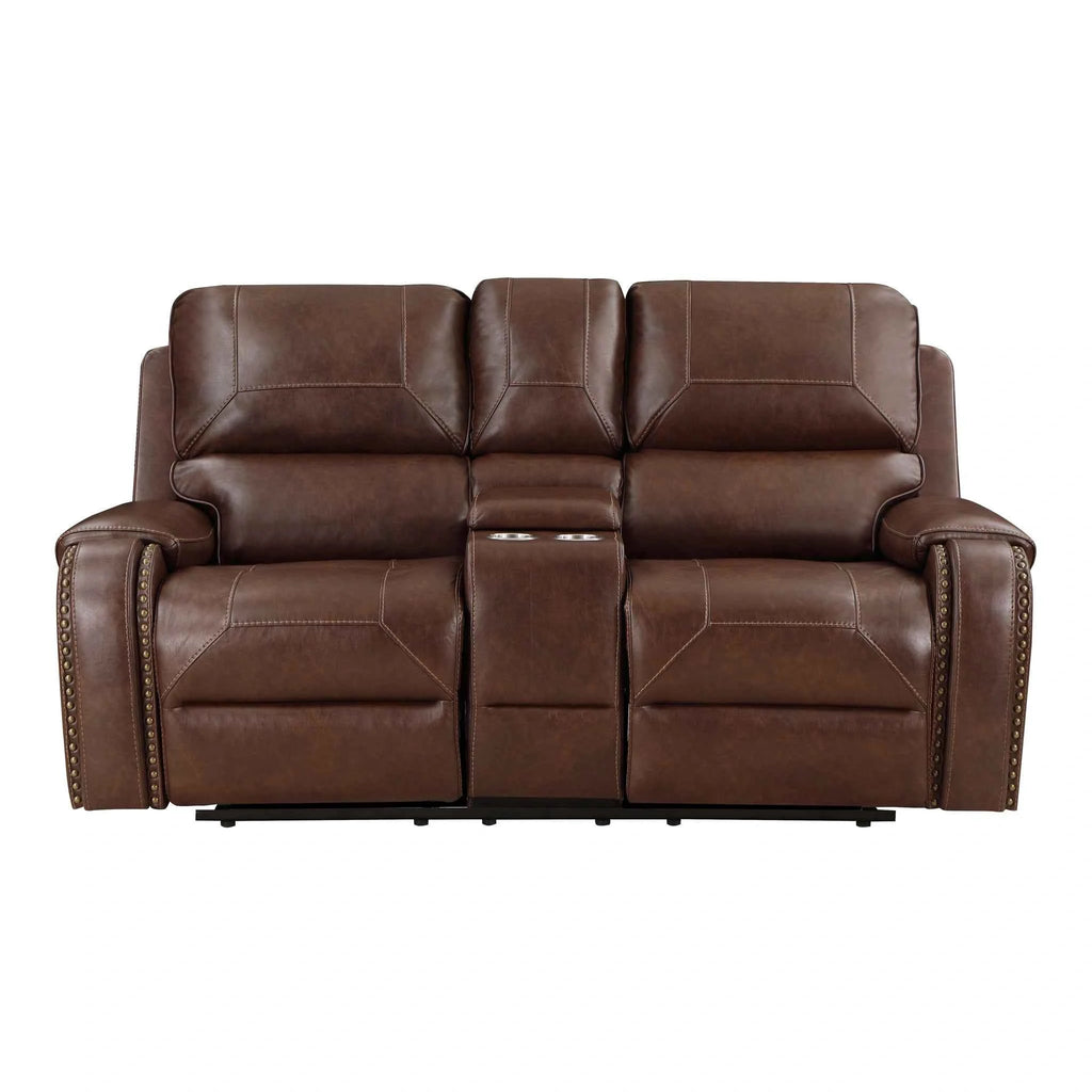 Newnan Double Glider Reclining Love Seat with Center Console, Receptacles and USB Ports