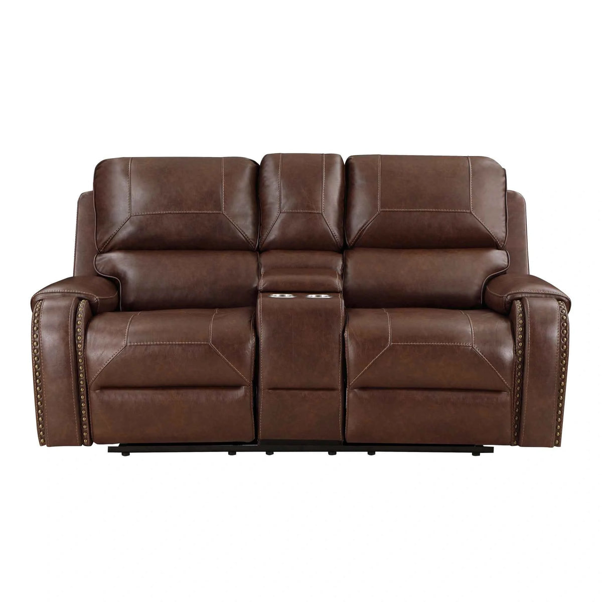 Newnan Double Glider Reclining Love Seat with Center Console, Receptacles and USB Ports