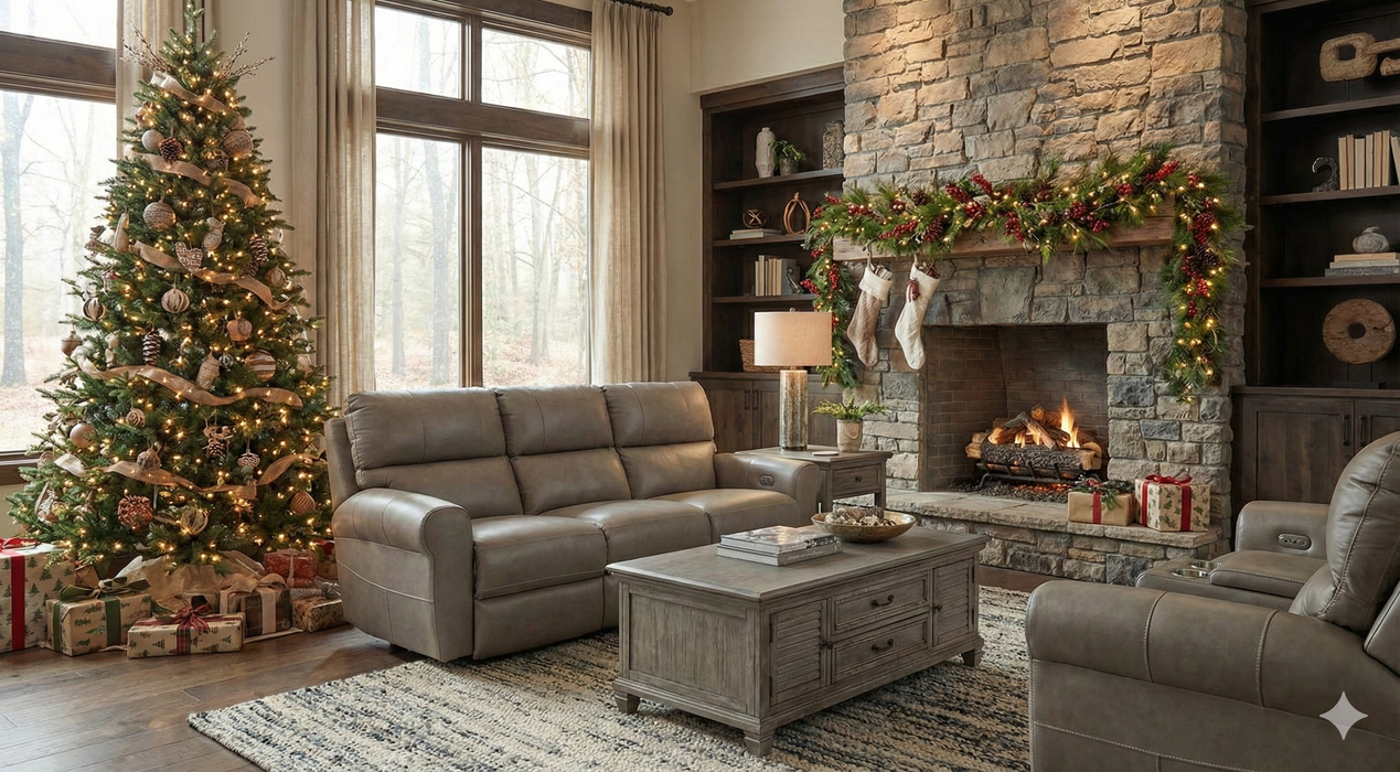 🎄 Combo Navidad 🎄 Sofá reclinable eléctrico y loveseat de cuero italiano genuino