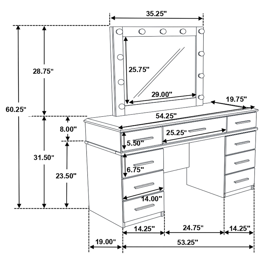 Felicity Makeup Vanity Table with LED Mirror