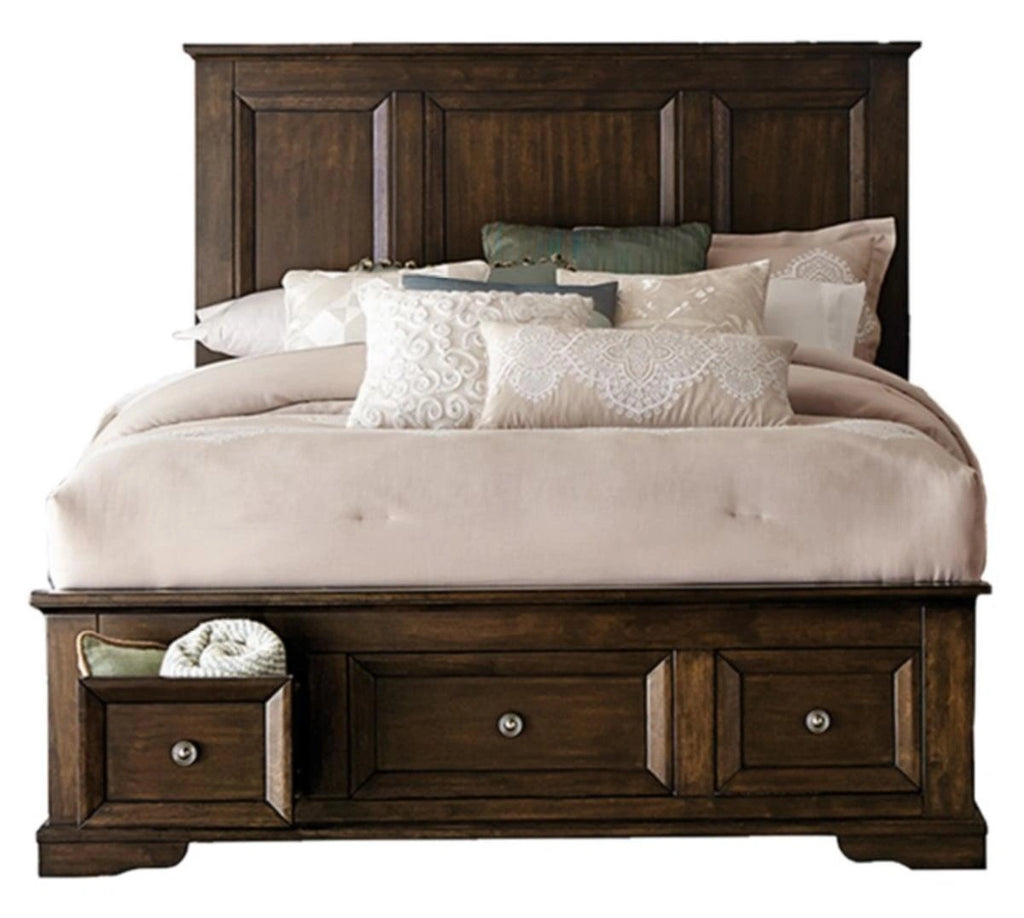 Eunice Queen Platform Bed with Footboard Storage in Espresso 1844DC-1*