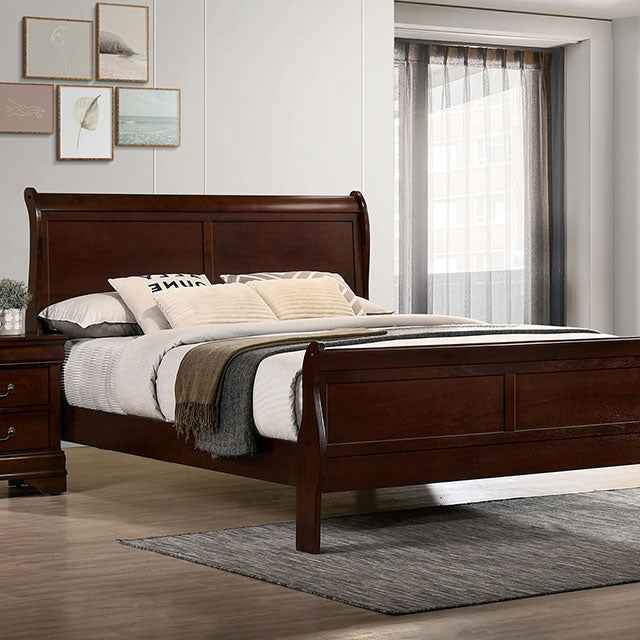Louis Philippe E.King Bed Black, Cherry, & Gray