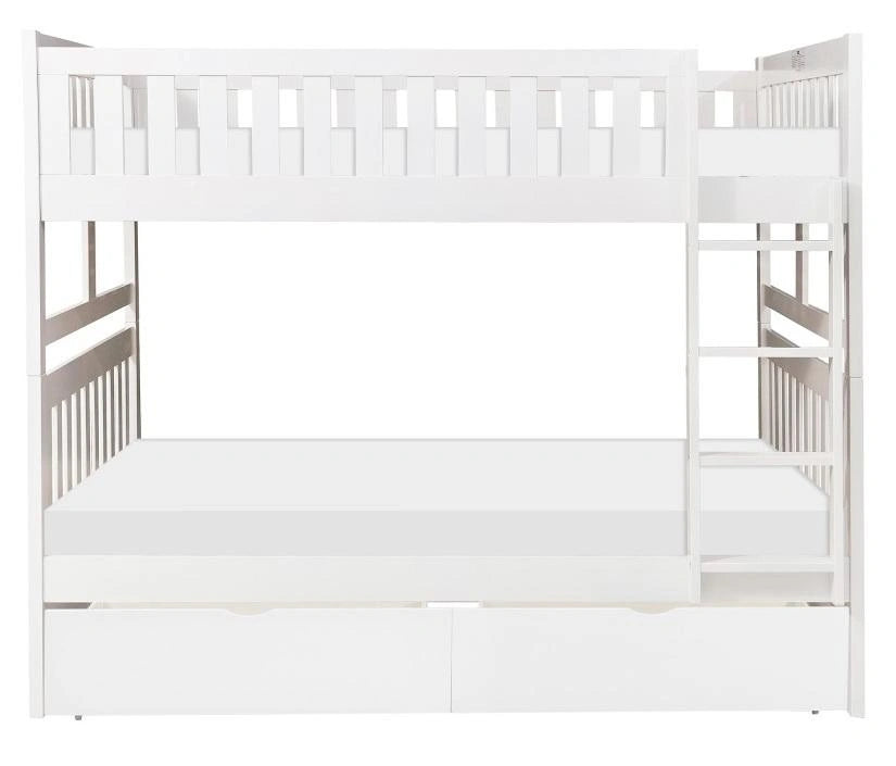 Galen Full/Full Bunk Bed w/ Storage Boxes in White B2053FFW-1*T