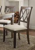 Acme Furniture Claudia Side Chair in Beige and Brown (Set of 2) 71717