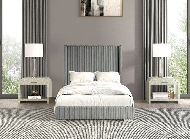 Cadwell E.King, Queen, & Full Bed White, Gray, & Black