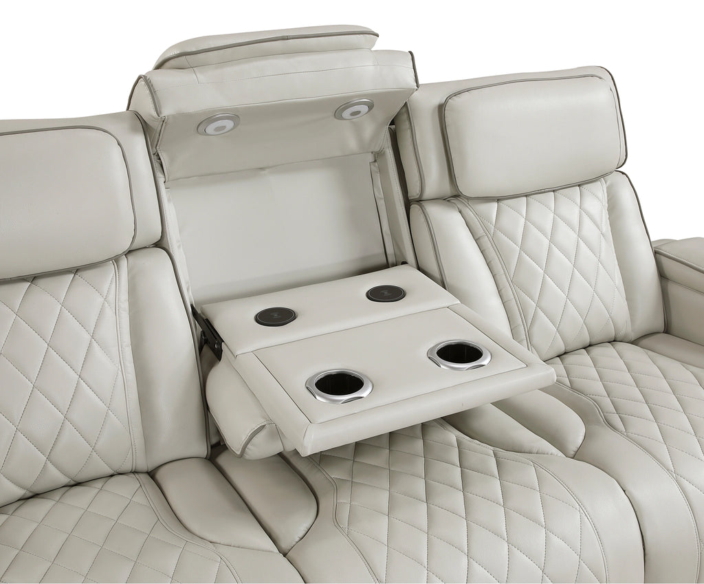 Fairway Power Double Reclining Sofa With Center Drop-Down Cup Holders
