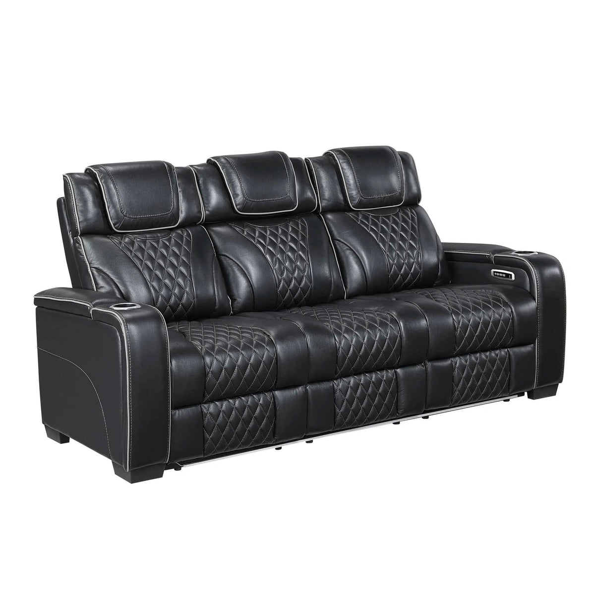 Apex Power Double Reclining Sofa With Center Drop-Down Cup Holders
