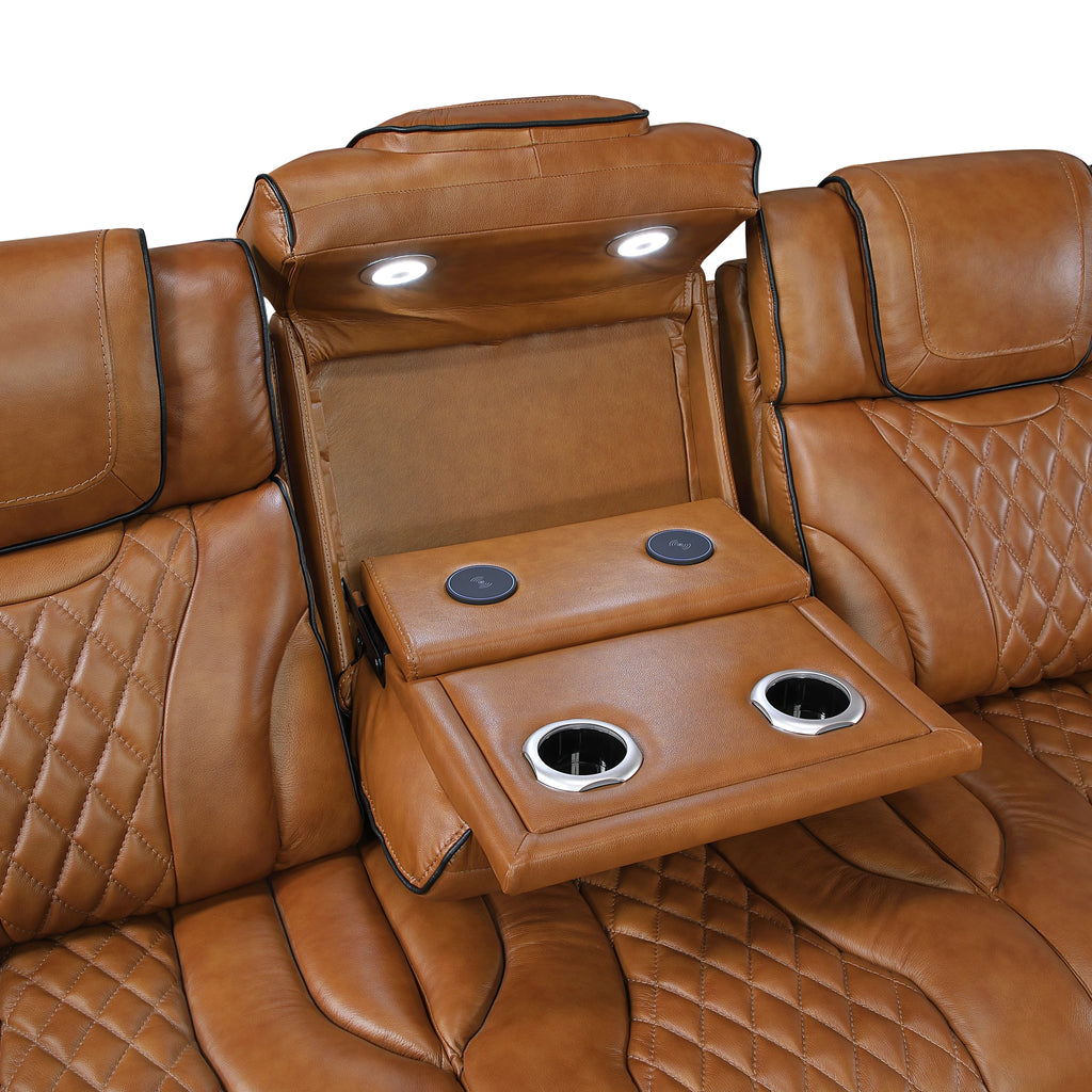 Apex Power Double Reclining Sofa With Center Drop-Down Cup Holders