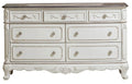 Cinderella 7 Drawer Dresser in Antique White with Grey Rub-Through 1386NW-5