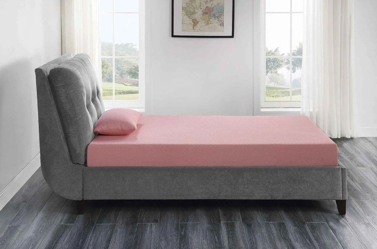 Leo 7" Pink Twin Gel-Infused Memory Foam Mattress And Pillow Set