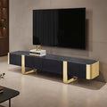 Leknes TV Stand Black w/ Gold Frame
