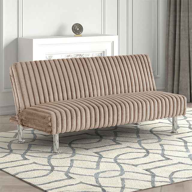 Hinwil Futon Sofa Bed Pink, Beige Grey, & Black