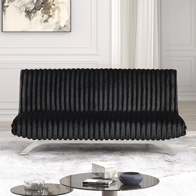 Villeneuve Futon Sofa Bed Black, Pink, & Grey