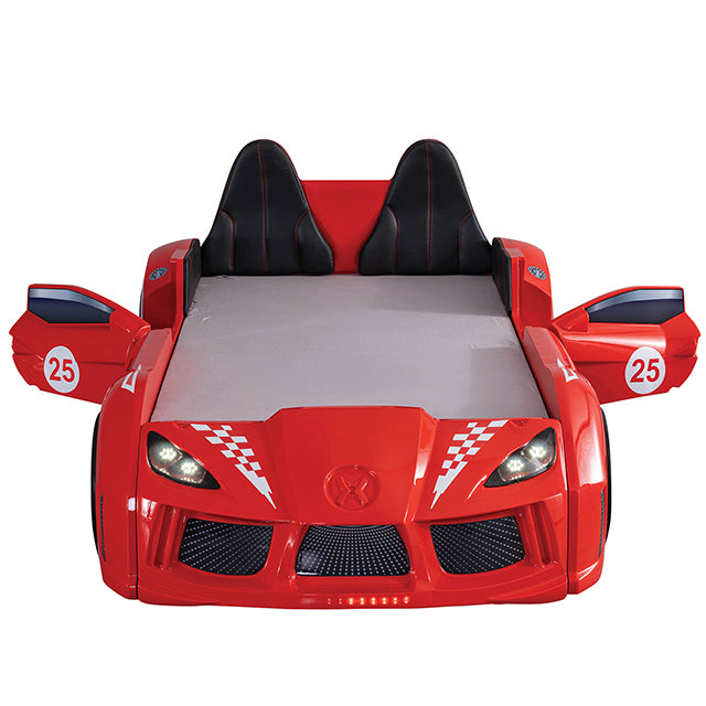 Trackster Bed White, Red,, Black, & Blue