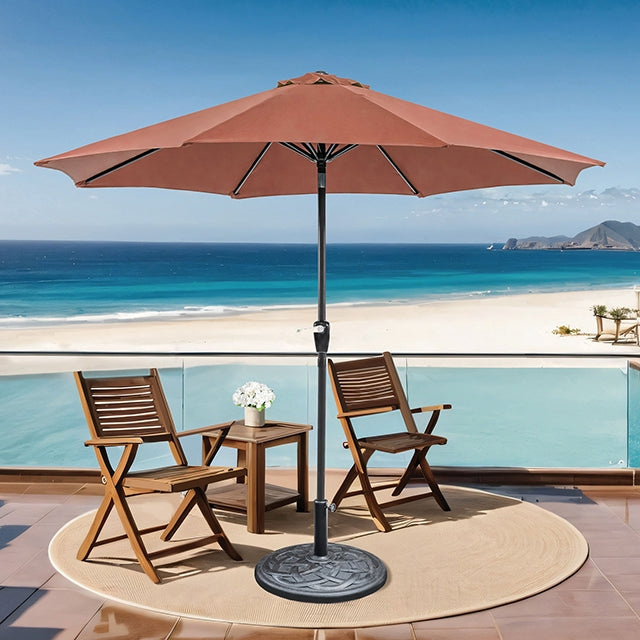 Soli 9' Outdoor Umbrella w/ Auto Tilt + 21" Round Base