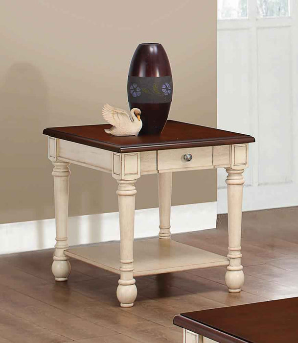 l Dark Brown/Antique White End Table