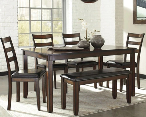 Dining Table and Chairs with Bench (Set of 6) VIP Ashley Furniture