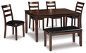 Dining Table and Chairs with Bench (Set of 6) VIP Ashley Furniture